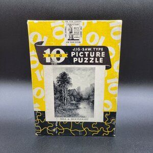 Big 10 Jigsaw Puzzle 1940's Color Picture Puzzle Mill & Moonlight